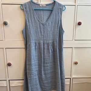 Baby blue linen sleeveless dress